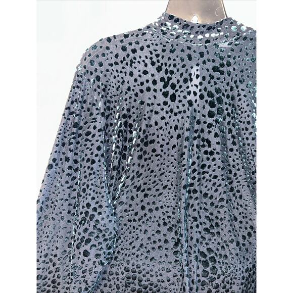 Lane Bryant Women’s 22/24 Green Velvet Leopard Burnout Blouse Fairy Grunge - Picture 3 of 15